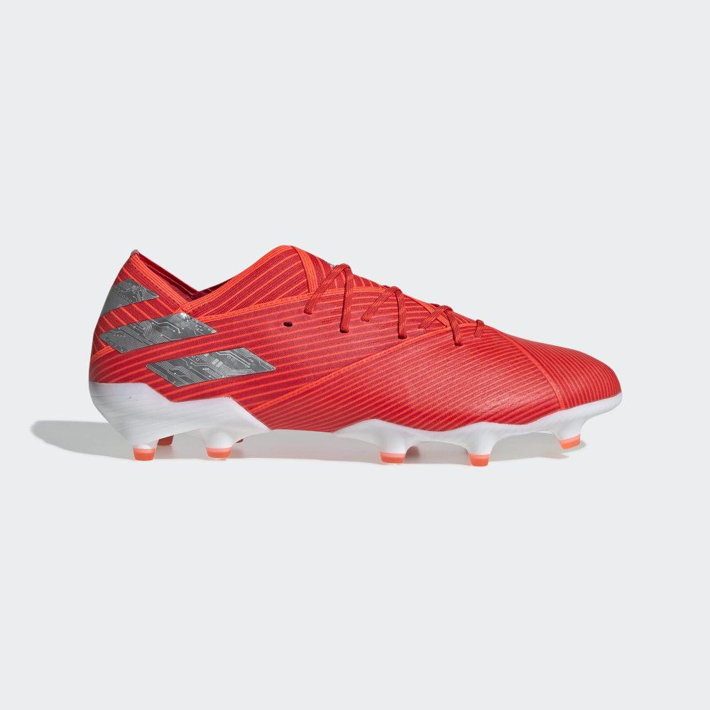 Ghete Fotbal Adidas Nemeziz 19.1 Firm Ground Dama Romania - Rosii/Argintii Metal F34408